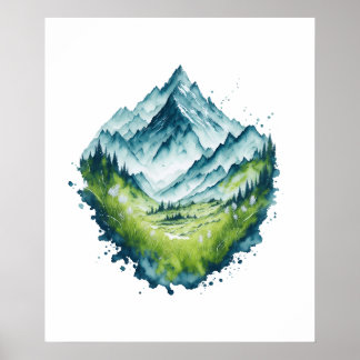 Affiche Paysage de la Vallée de la Watercolor