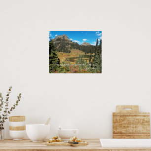 Affiche Paysage de lac de montagne panoramique Citation de