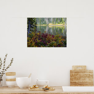 Affiche Paysage de lac paisible aux couleurs vives de l'au