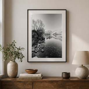 Affiche Paysage de lac reflété avec montagnes