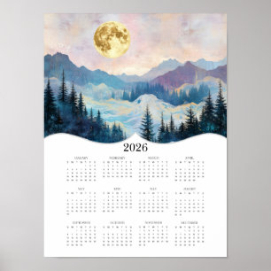 Affiche Paysage de l'Imaginaire de la lune 2026 Calendrier