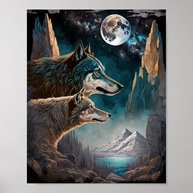 Affiche Paysage de l'Imaginaire de la Pleine lune des loup (Devant)