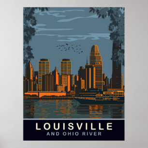 Affiche Paysage de Louisville, rivière Ohio, Voyage