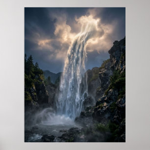 Affiche Paysage de lumière de cascade céleste