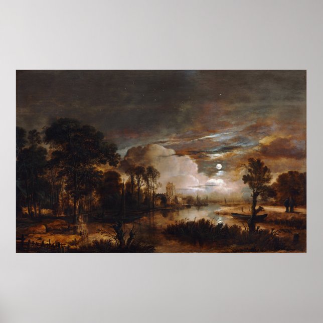 Affiche Paysage de Lune par Aert Van Der Neer (1647) (Devant)