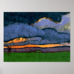 Affiche Paysage de marais avec un moulin Emil Nolde