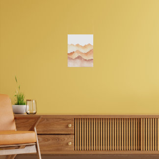 Affiche Paysage de Montagne Abstrait à l'Aquarelle en Terr