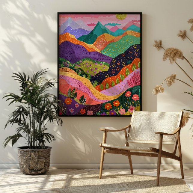 Affiche Paysage de montagne Abstrait Art coloré Imprimer (Créateur téléchargé)