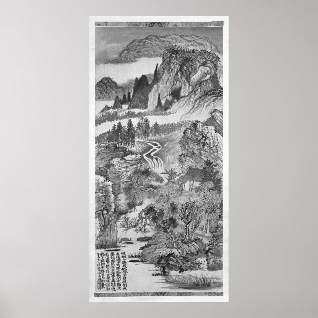 Affiche Paysage de montagne, après Huang Gongwang 1671 (Devant)