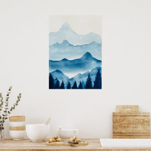 Affiche Paysage de montagne aquarelle