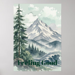 Affiche Paysage de montagne d'art aquarelle 'Se sentir bie