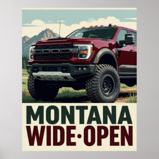 Affiche 🏕️ Paysage de montagne de camion large ouvert