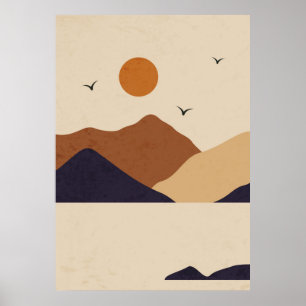 Affiche Paysage de montagne de jour et de nuit