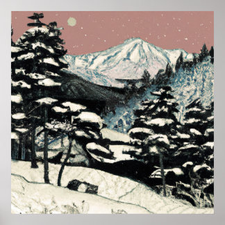 Affiche paysage de montagne japonais