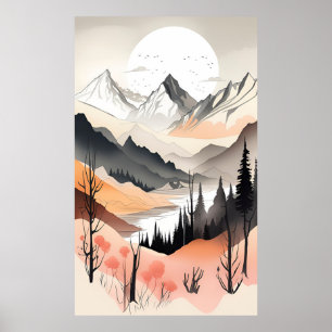 Affiche Paysage de montagne moderne
