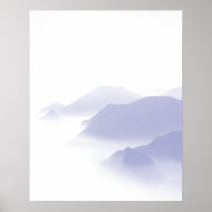 Affiche Paysage de montagnes abstraites Art Pervenche Blan