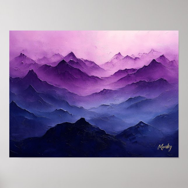 Affiche Paysage de montagnes violettes – Couches abstraite (Devant)