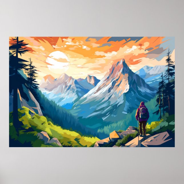 Affiche Paysage de Mountain Valley Sunset Nature (Devant)