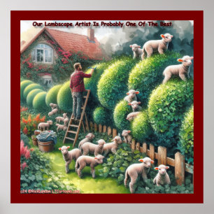 Affiche Paysage de moutons : L'art topiaire devenu laineux