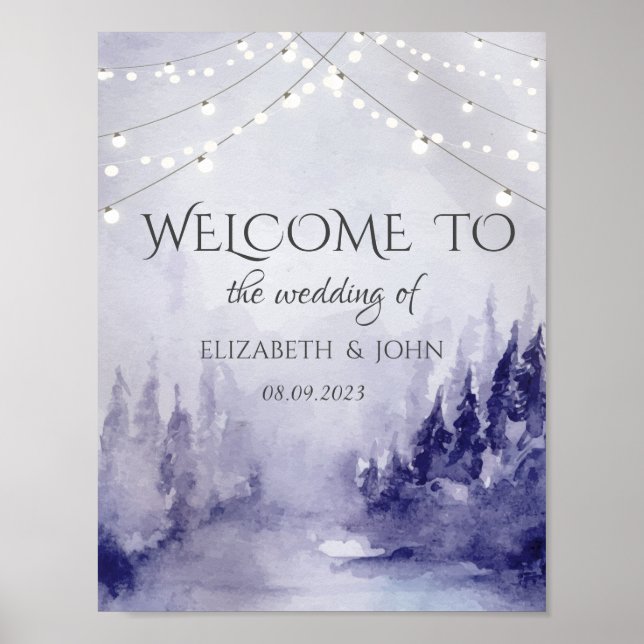 Affiche Paysage de neige hivernal violet (Devant)