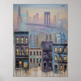 Affiche Paysage de New York avec vue sur le pont de Brookl