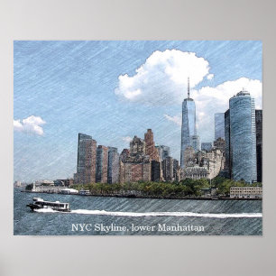 AFFICHE PAYSAGE DE NEW YORK lower Manhattan