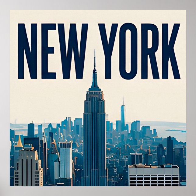 Affiche Paysage de New York Statue de la Liberté Conceptio (Devant)