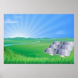 Affiche Paysage de panneaux solaires respectueux de l'envi