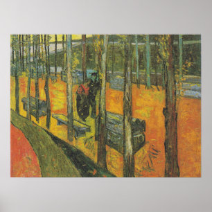 Affiche Paysage de parc automnal orange vintage de Van Gog