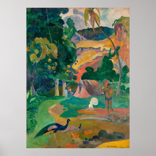 Affiche Paysage de Paul Gauguin Matamoe avec Peacocks (Devant)