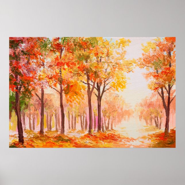 Affiche Paysage de peinture à l'huile - forêt d'automne co (Devant)