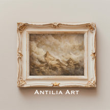 Paysage de Pics de Montagne Rustique Art Vintage