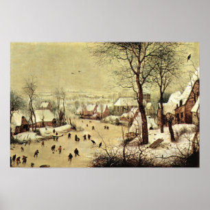 Affiche Paysage de Pieter Bruegel-Winter avec patineurs