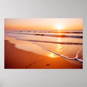 Affiche Paysage de plage Coucher de soleil tropical Dusk C