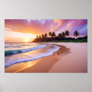 Affiche Paysage de plage Coucher de soleil tropical Dusk C
