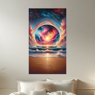 Affiche Paysage de plage de coucher de soleil céleste psyc