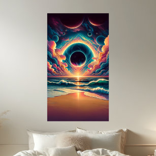 Affiche Paysage de plage de coucher de soleil céleste psyc