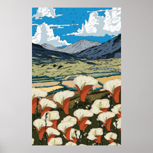 Affiche Paysage de prairie de fleurs sauvages magnifiques