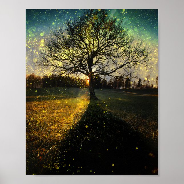 Affiche Paysage de rêve aux lucioles magiques (Devant)