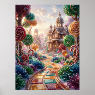 Affiche Paysage de rêve de la forêt de bonbons de luxe