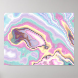 Affiche Paysage de rêve en marbre arc-en-ciel pastel