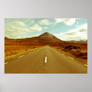 Affiche paysage de route vers les montagnes d'Errigal