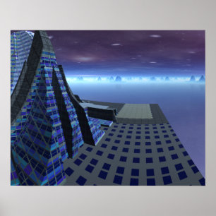 Affiche Paysage de Sci fi de centre d'art de Gingezel