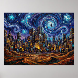 Affiche Paysage de science-fiction de nuit étoilée de Mand