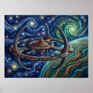 Affiche Paysage de science-fiction étoilée de Deep Space N