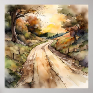 Affiche Paysage de Sunset Country Road