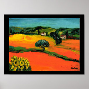 AFFICHE PAYSAGE DE TOSCANE AVEC DÉBORDEMENT