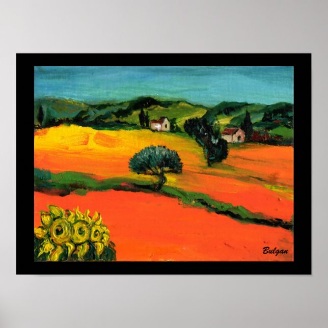 AFFICHE PAYSAGE DE TOSCANE AVEC DÉBORDEMENT (Devant)