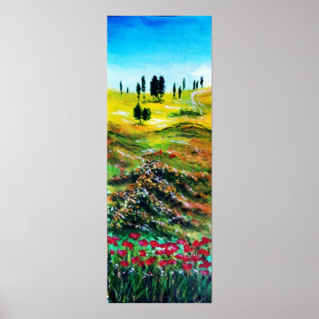 AFFICHE PAYSAGE DE TOSCANE AVEC DES COQUELICOTS (Devant)