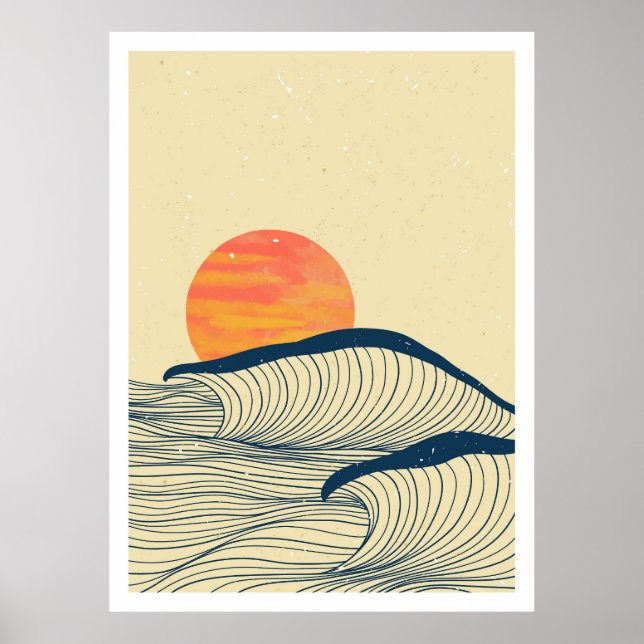 Affiche Paysage de vagues océaniques (Devant)